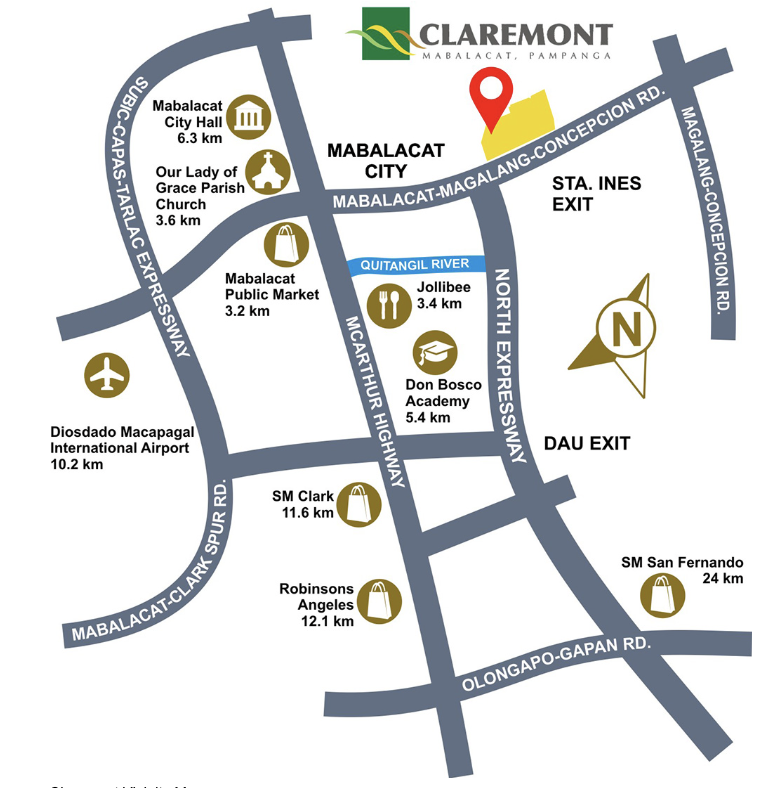 Claremont Vicinity Map - Lots for Sale in Pampanga