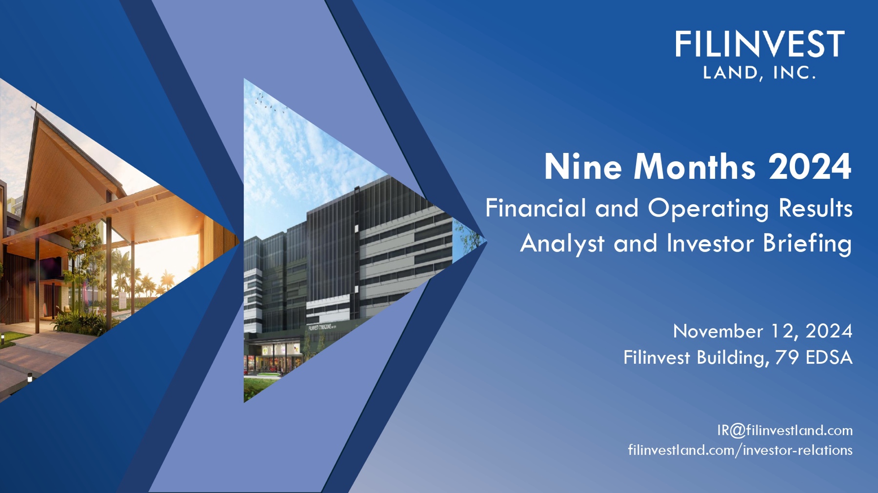 Filinvest Land 9M 2024 Analyst Briefing